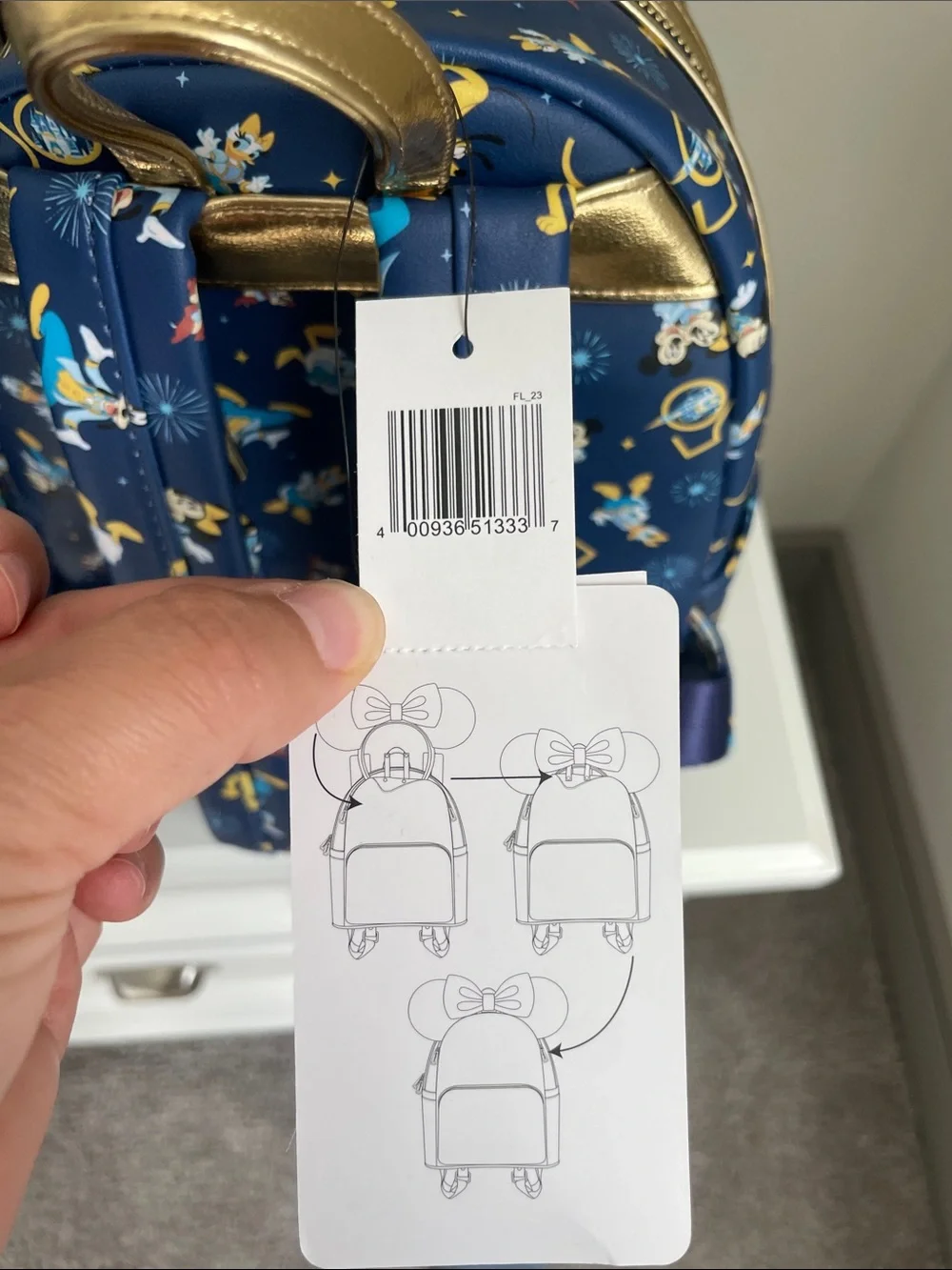 Disney Loungefly 50th Anniversary Character Backpack with Gold Accents